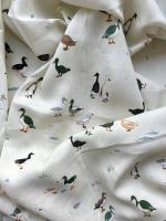 Ткань для шитья. Лён костюмный "Гуси” арт. 7744 | Ellie Fabrics