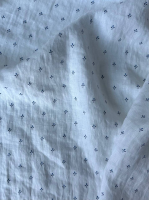 Ткань лён с эффектом мятости "Синие капельки" принт Ellie Fabrics, ширина 143см | Ellie Fabrics