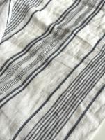 Ткань лен/хлопок "ажурный серо-голубые полосы" шир. 240 см. арт. 26 | Ellie Fabrics