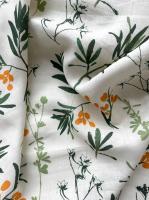 Ткань лён с эффектом мятости "Облепиха Ellie"  арт. 836, ширина 143см