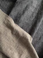 Ткань лён ёлочка умягченный "черно-синяя на бежевом" костюмный арт. 8479 | Ellie Fabrics