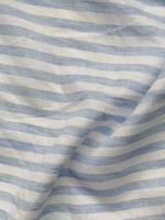 Ткань лён умягченный  "молочно-голубая полоска ПОПЕРЕЧНАЯ" сорочечный арт.132