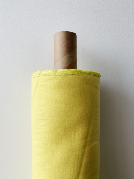 4003. Ткань лён умягченный  "лимон" костюмный | Ellie Fabrics