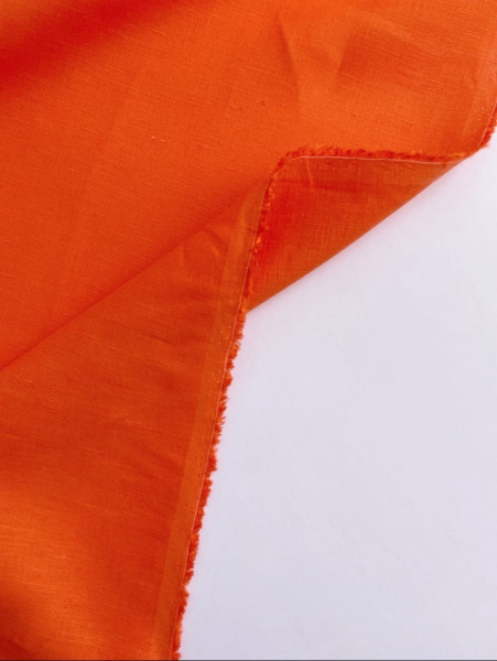 Льняная ткань умягченная костюмная "оранж" 175 гр, арт. 392 | Ellie Fabrics