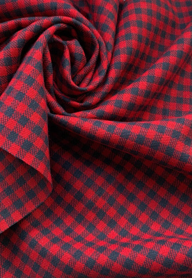 Ткань лён умягченный плотный "клетка виши красная" костюмный арт. 6281 | Ellie Fabrics