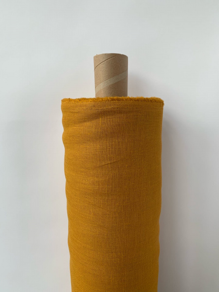 Ткань лён умягченный "горчица (тон 1)" костюмный арт. 1218 | Ellie Fabrics