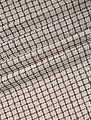 Ткань лён умягченный плотный "молочно-розовая клетка" костюмный арт.41ПЛ | Ellie Fabrics