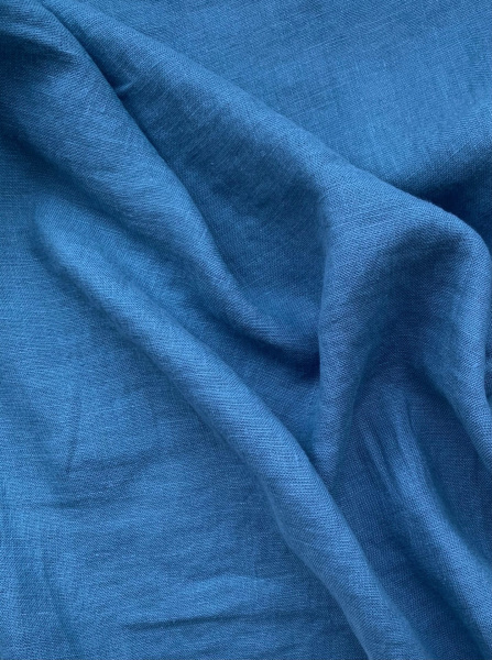 Ткань для шитья лён с эфектом мятости  "синий” арт. 1379 | Ellie Fabrics