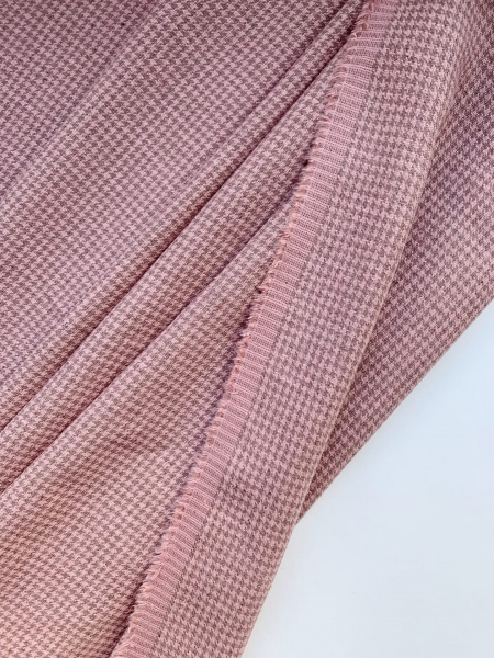 Ткань лён умягченный "гусиная лапка розовая" костюмный арт.1487