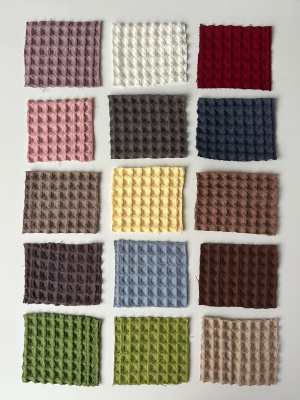 Ткань вафля хлопок "зелёный 323" арт. 323 клетка 12*12, ширина 150 см | Ellie Fabrics