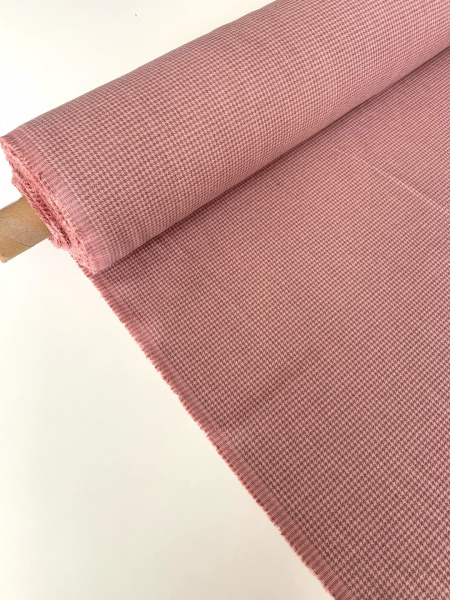 Ткань лён умягченный "гусиная лапка розовая" костюмный арт.1487 | Ellie Fabrics
