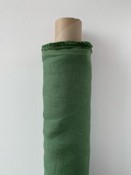 Ткань лён умягченный "зеленый" костюмный арт. 1223