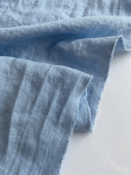 Ткань лён костюмный с эффектом мятости "голубой" 175 гр, 143 см, арт. 552КР | Ellie Fabrics