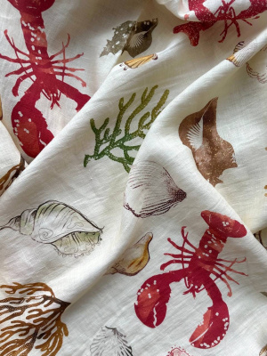 Ткань лён с эффектом мятости (крэш)  "Раки"  арт. 7746 | Ellie Fabrics