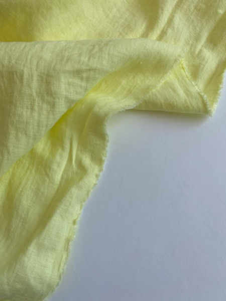 Ткань для шитья. Лён с эффектом мятости "лимонный” шир. 143 см, 175 гр, арт. 1603КР | Ellie Fabrics
