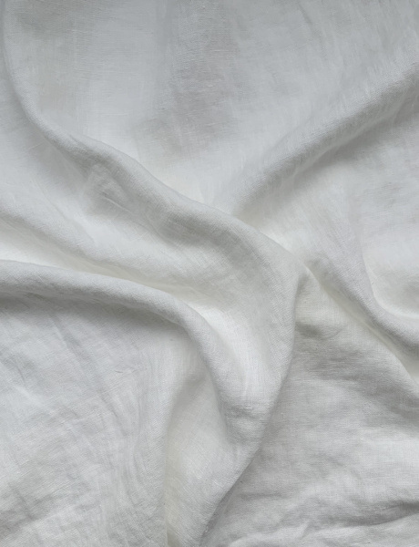 Ткань  лён с эффектом мятости  "белый" постельный арт. 101КР/ПЛ | Ellie Fabrics