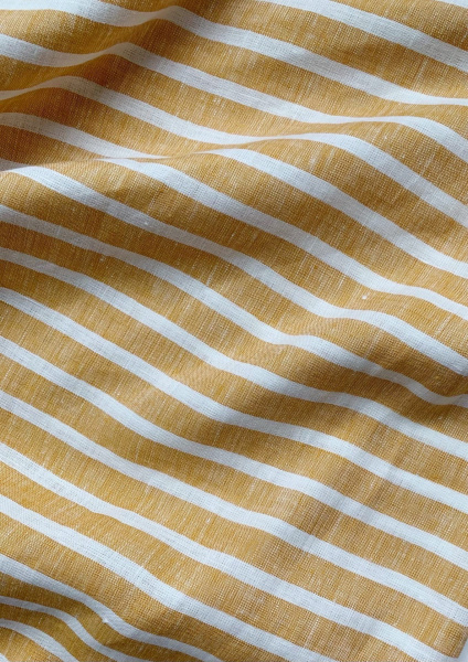 Ткань лён умягченный "широкая горчичная ПОПЕРЕЧНАЯ полоска" костюмный арт. 11/120 | Ellie Fabrics