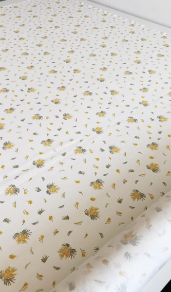 Ткань лён умягченный ПРИНТ "мимоза" сорочечный арт. 641/1 | Ellie Fabrics