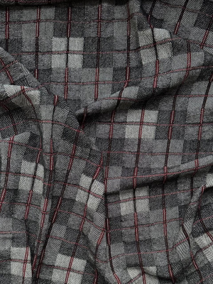 Ткань лён плотный "Черная клетка" с эффектом мятости арт.5851 | Ellie Fabrics