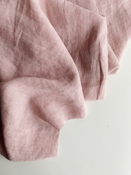 Ткань стираный лён "розово-лиловый 320” постельный арт. 320 | Ellie Fabrics