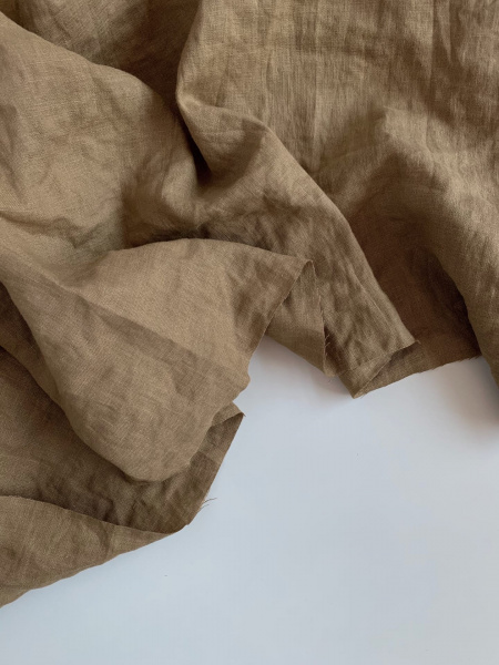 Ткань лён с эффектом мятости "нуга” арт. 1569КР | Ellie Fabrics