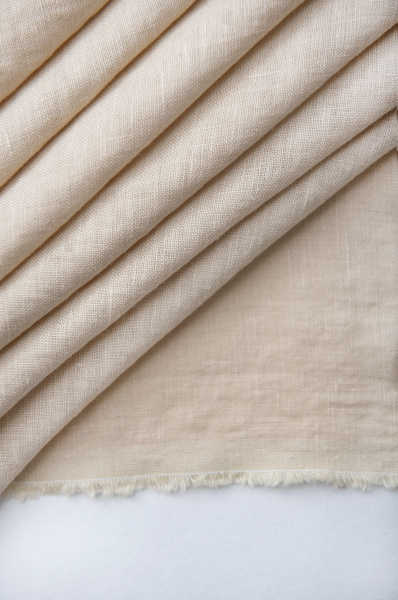 Ткань лён с эффектом мятости (крэш)  "топленое молоко” арт. 606КР/190 | Ellie Fabrics