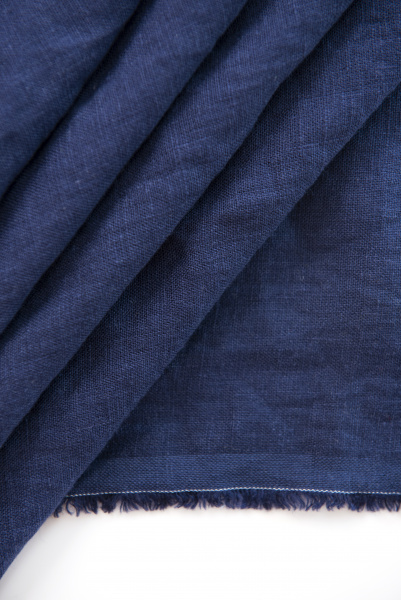 Ткань для шитья. Лён с эффектом мятости "черника” арт. 443КР | Ellie Fabrics
