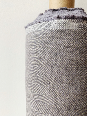 6097. Ткань лён плотный умягченный  "серая ёлочка" костюмный | Ellie Fabrics