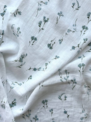 Ткань лён сорочечный с эффектом мятости "Незабудки” арт.7749 | Ellie Fabrics